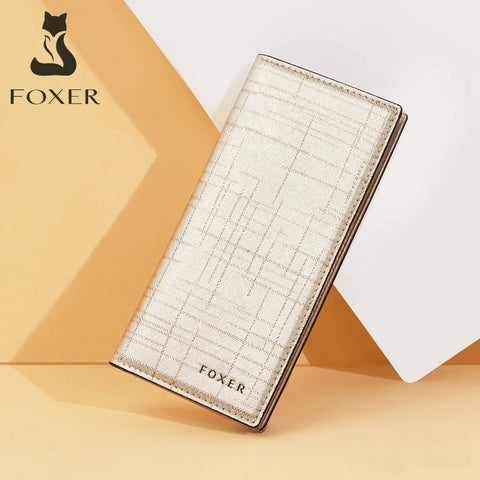 FOXER Women Leather Wallet - Long Purse Card Holder for Gifting