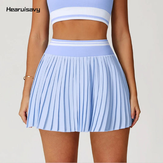 Hearuisavy High-Waist Pleated Golf Skirt – Breathable Double-Layer Tennis & Yoga Skort for Women