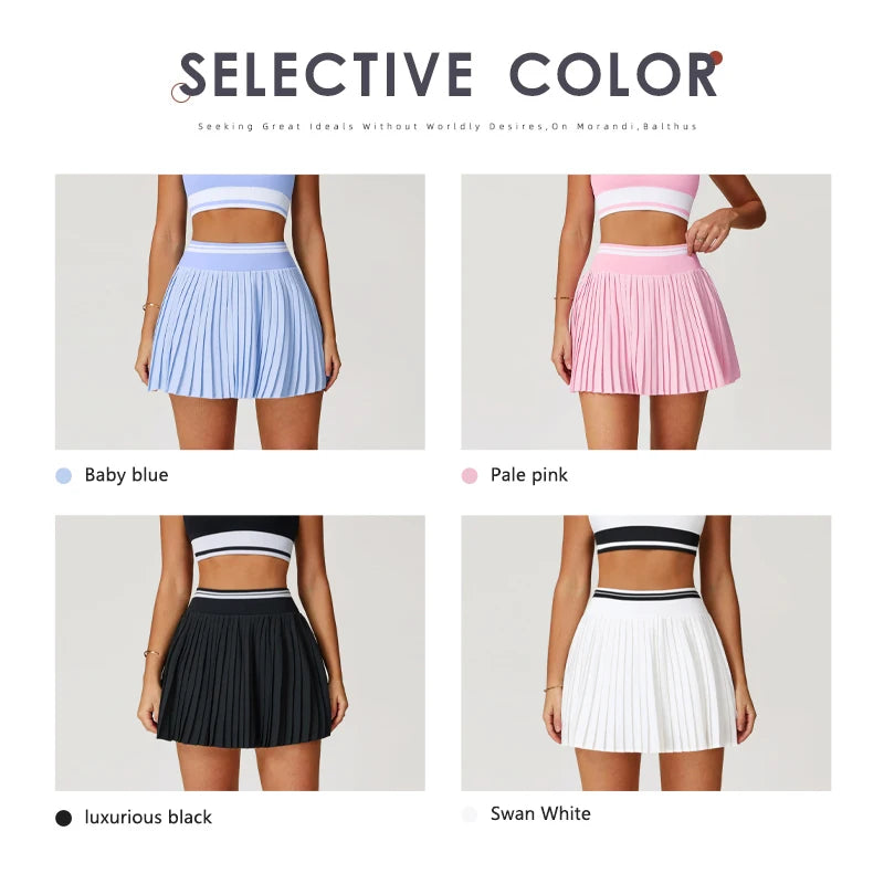 Hearuisavy High-Waist Pleated Golf Skirt – Breathable Double-Layer Tennis & Yoga Skort for Women