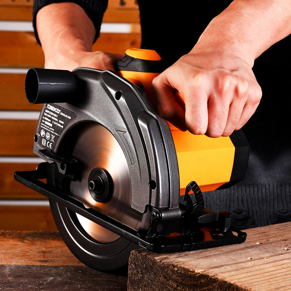 DEKO DKCS Series 185mm Circular Saw – 1500W Multi-Function Power Tool with Auxiliary Handle