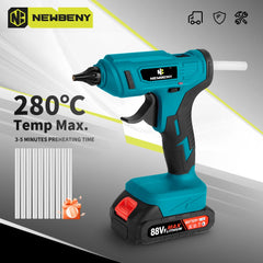 NEWBENY 280°C Cordless Hot Glue Gun – 11mm with 10 Glue Sticks for DIY & Repairs, Compatible with Makita Battery Pin