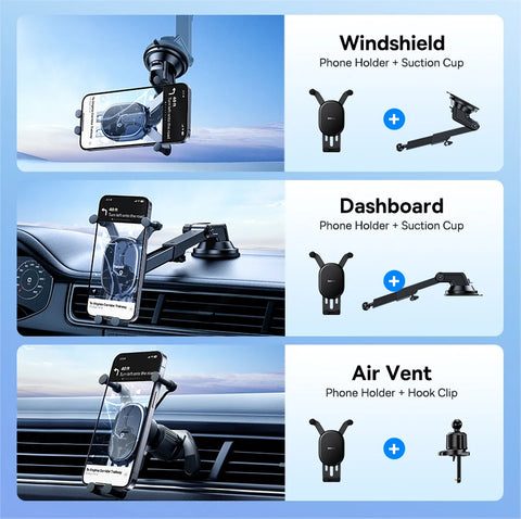 Baseus 15W Wireless Car Charger & Phone Holder with Auto Locking Hook Clip for iPhone, Xiaomi, Samsung