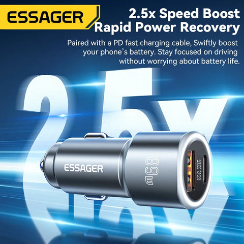 Essager USB C Car Charger 89W - Super Fast PD & QC 3.0 Charging for iPhone 15, Xiaomi, Huawei, OnePlus, Realme