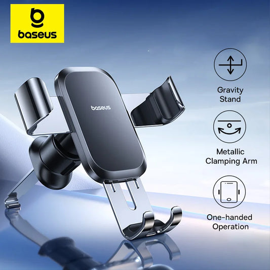 Baseus Gravity Air Vent Phone Holder for iPhone, Samsung, Xiaomi & Huawei - Metal Design, Secure & Versatile