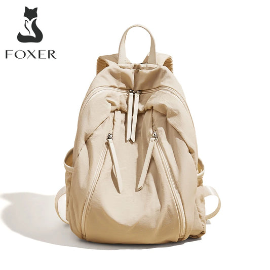 FOXER Waterproof Solid Color Women's Backpack - Stylish Laptop School Bag