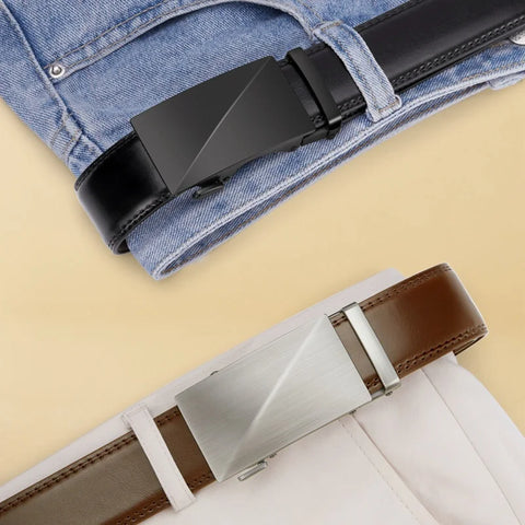 OYIFAN Men’s Leather Belt – Automatic Ratchet Strap