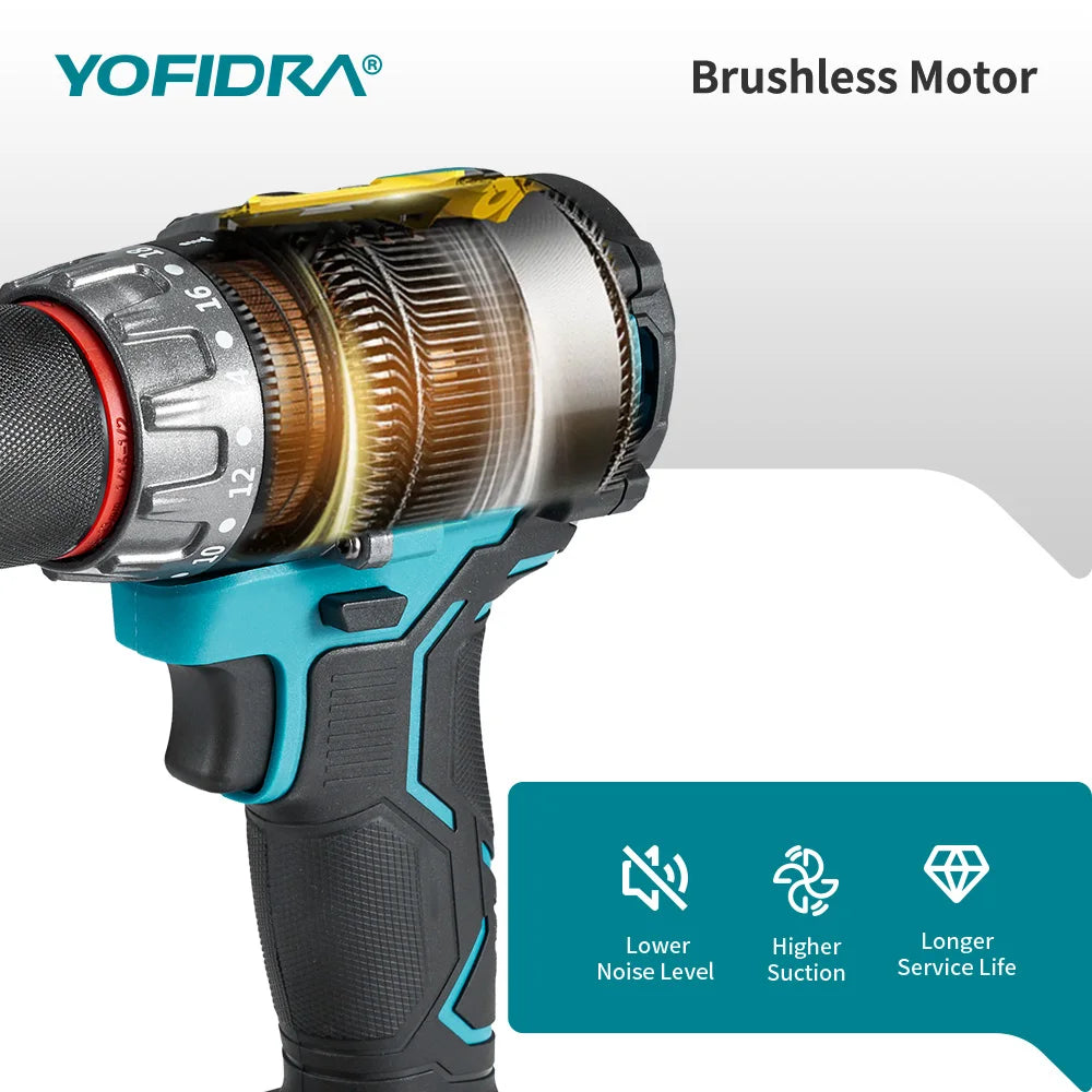 YOFIDRA 700Nm Brushless Cordless Impact Drill – Electric Screwdriver for Woodworking, Flooring & Panels, Compatible with Makita Battery Pin