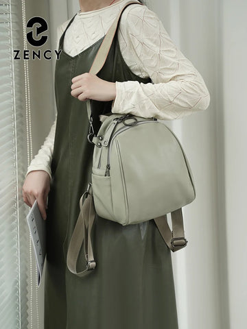Zency Women's Soft Genuine Leather Travel Backpack