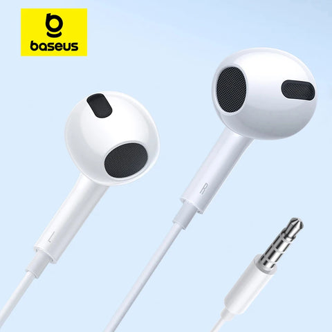 Baseus Wired In-Ear Earphones with Microphone for Xiaomi & Samsung - 3.5mm, 1.1m Cable, Sport Control