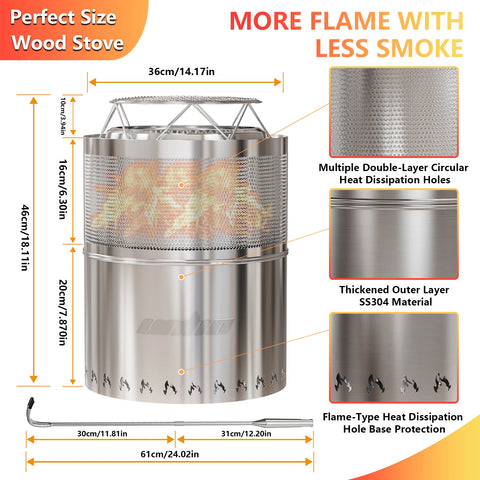 Stainless Steel Camping Fire Pit & BBQ Grill
