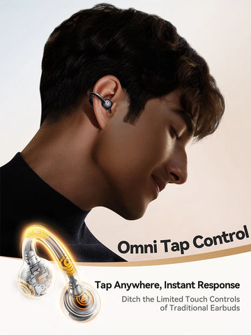 Joyroom Wireless Clip-On Earbuds with Auto L-R Recognition & Omni Tap Control for Immersive Sound