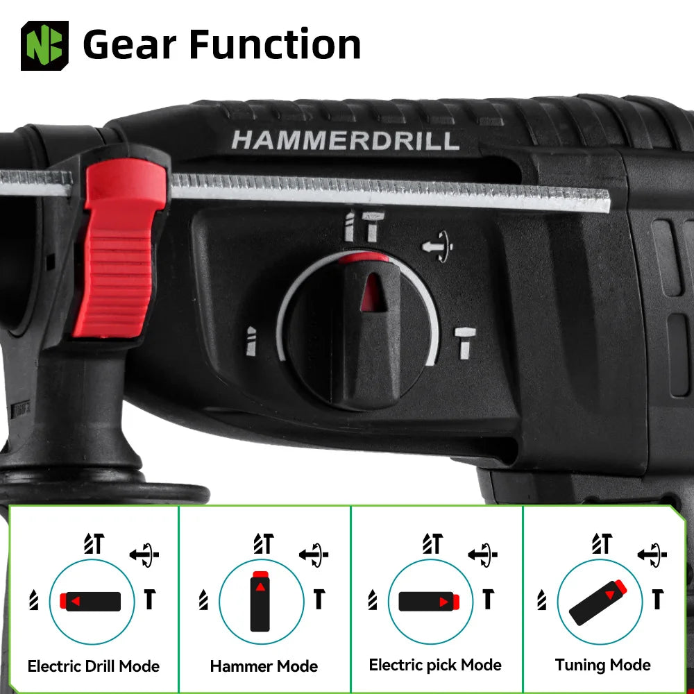 1680W 26mm Brushless Cordless Rotary Hammer – Multi-Function Impact Drill for Makita Battery Pin