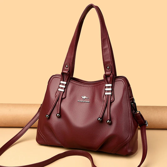 Genuine Soft Leather Vintage Shoulder Tote Bag for Women