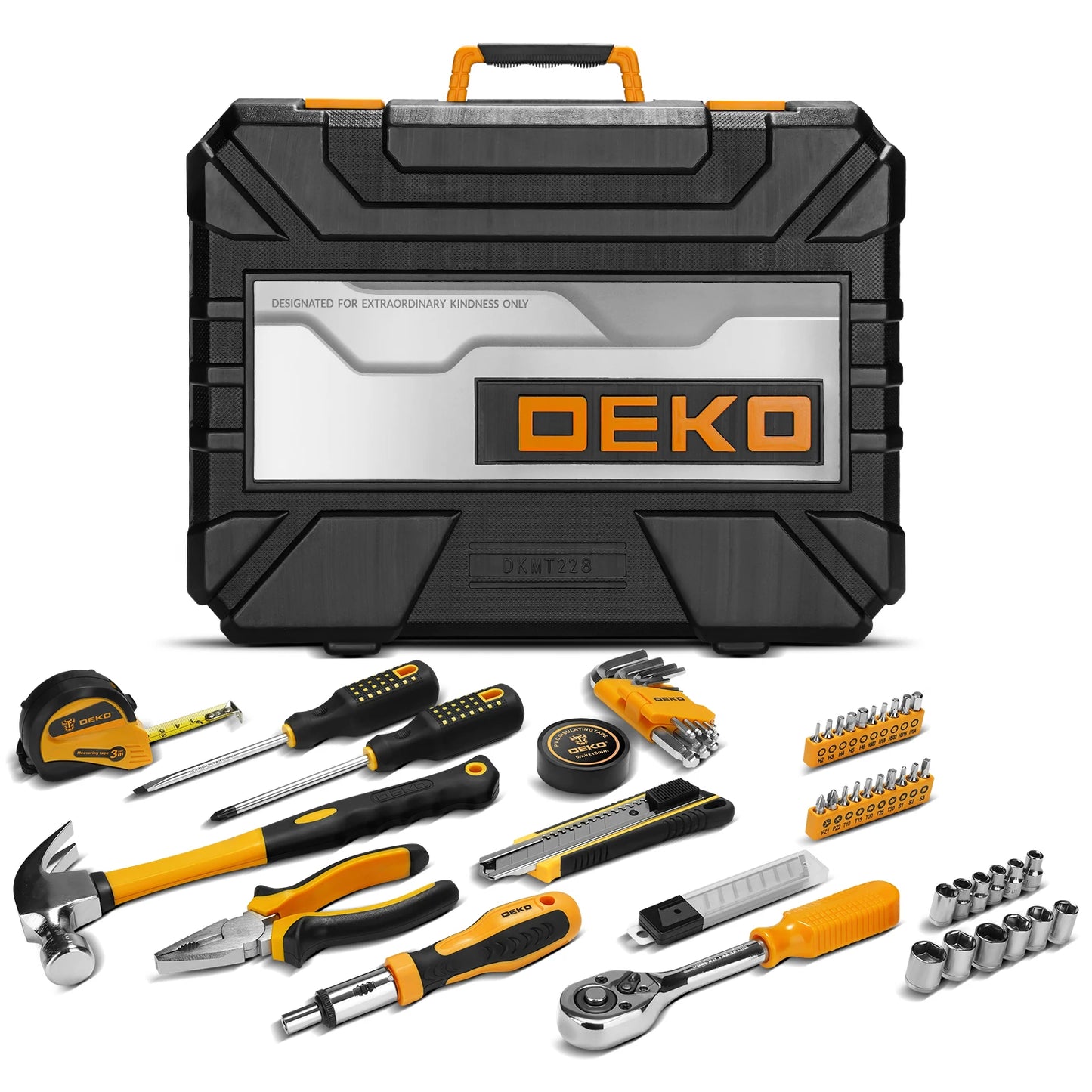 DEKO 62/228-Piece Socket & Wrench Tool Set – Auto Repair Kit with Plastic Storage Case