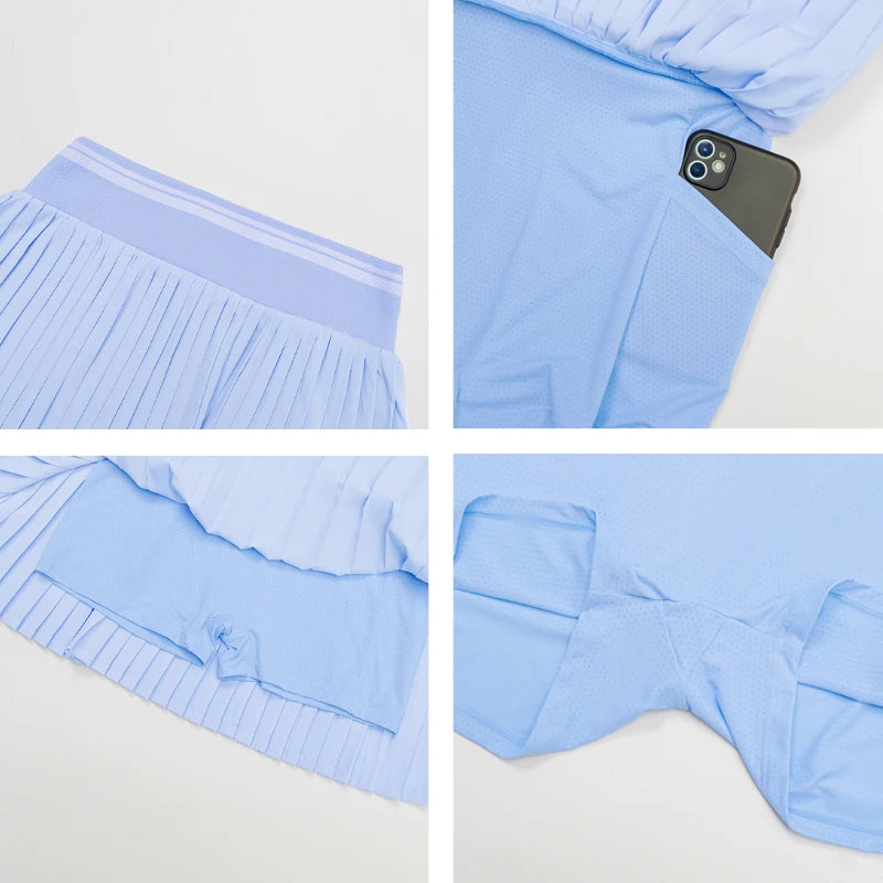 Hearuisavy High-Waist Pleated Golf Skirt – Breathable Double-Layer Tennis & Yoga Skort for Women