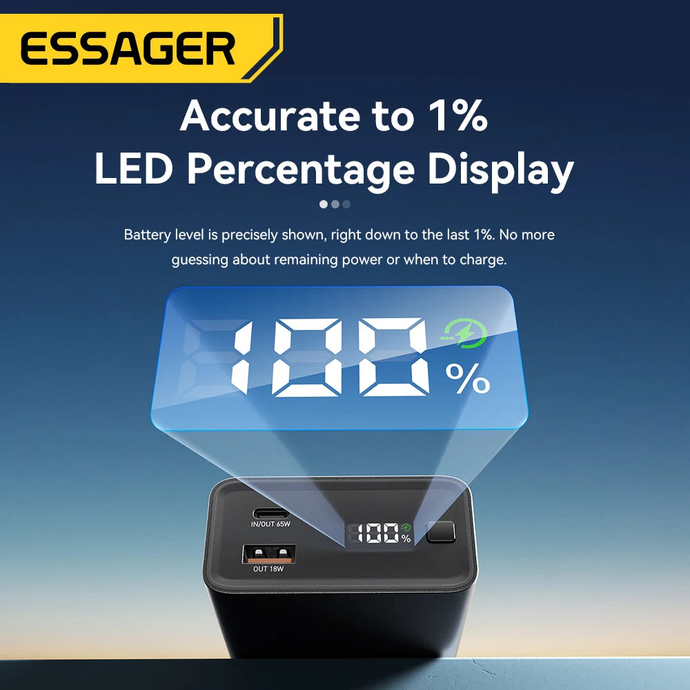 Essager 65W Power Bank – 20000mAh Portable PD Fast-Charge