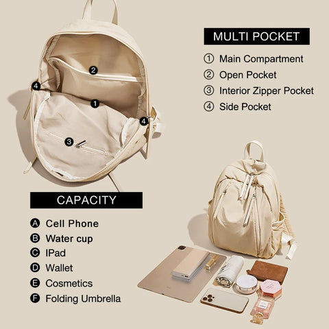 FOXER Waterproof Solid Color Women's Backpack - Stylish Laptop School Bag
