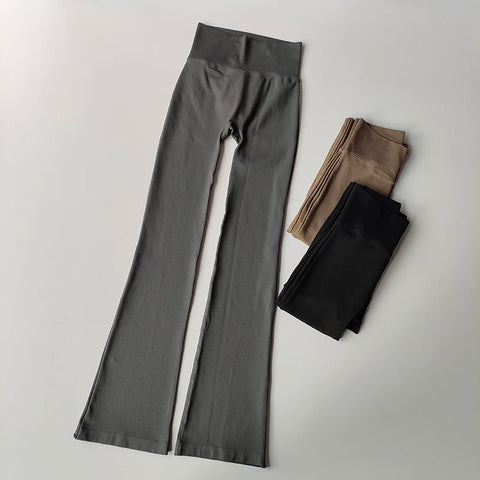 Naadloze, uitlopende yogabroek met hoge taille – Compressiefit liftende legging voor buiten- en fitnesskleding