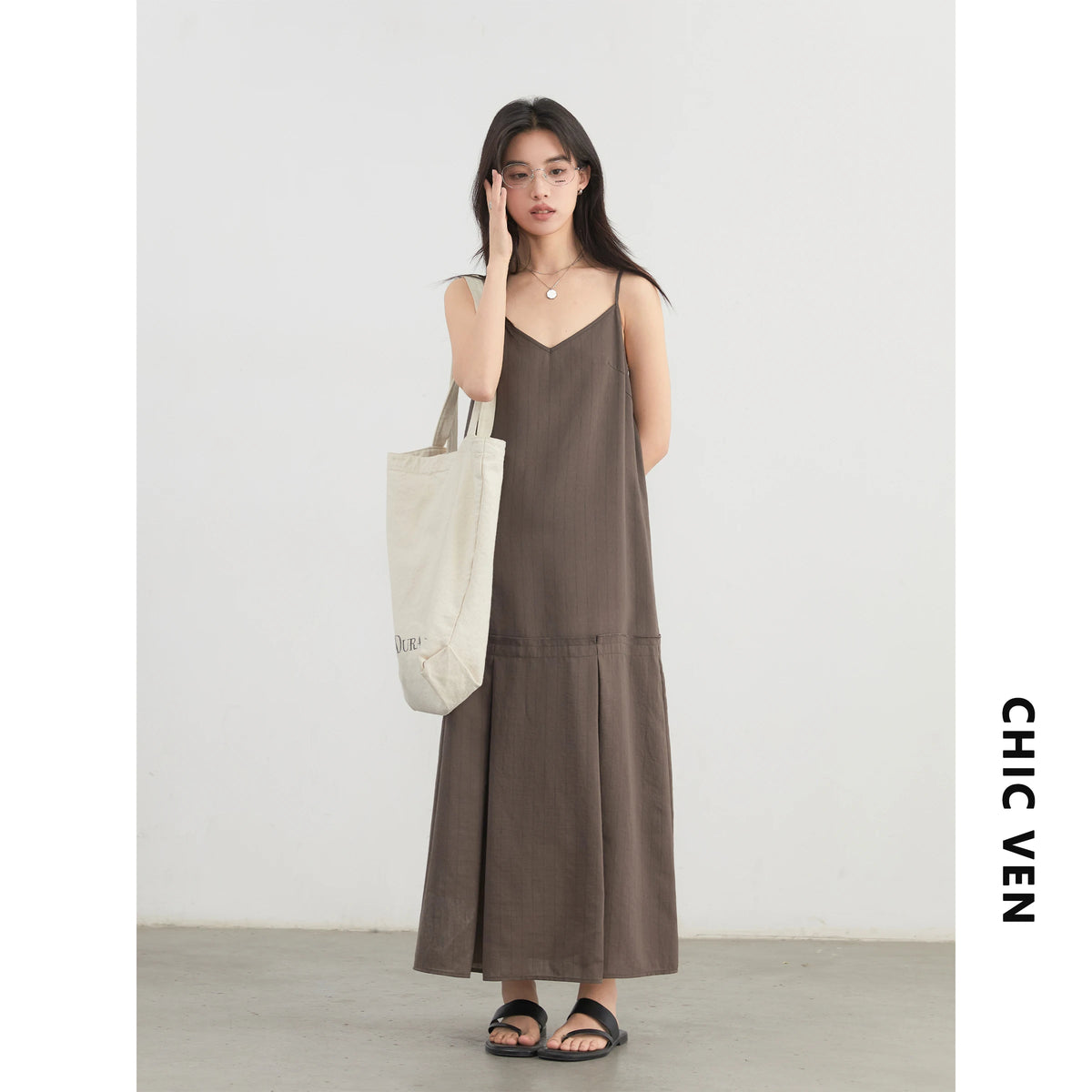 CHIC VEN Women Dress Sets - Stripe Shirt & Loose Casual Dress
