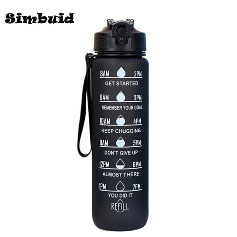 Gradient Color Sports Bottle with Time Scale – 600ML/750ML/1000ML Portable Fitness Mug