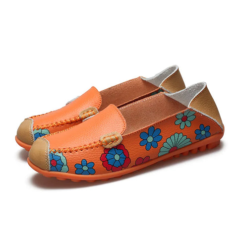 WOIZGIC Ladies Genuine Leather Flats for Spring & Autumn