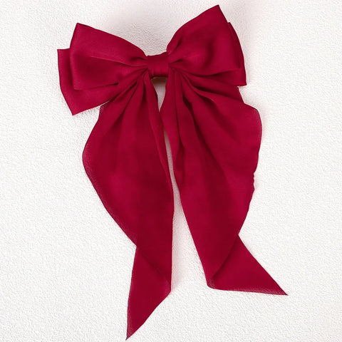 Meisjes lange grote strik drijvende satijnen clips achterhoofd haarspeld - elegante haaraccessoires