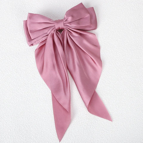 Meisjes lange grote strik drijvende satijnen clips achterhoofd haarspeld - elegante haaraccessoires