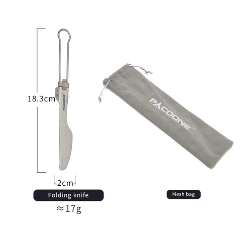 PACOONE Camping Titanium Spork - Ultralight Outdoor Tableware for Hiking and Traveling