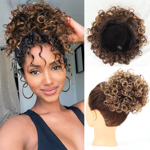 Messy Hair Bun Hair Piece - Large Curly Loose Wave Ponytail Extension