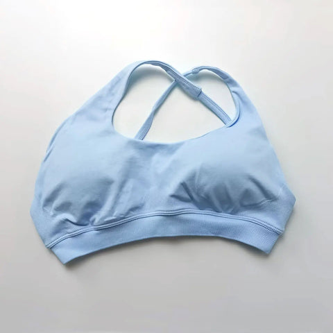 NCLAGEN Asymmetric Sports Bra Gym Top for Women - High Support Halter Backless Fitness Activewear