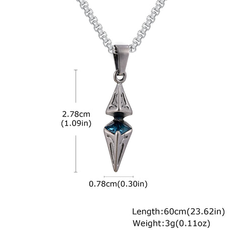Stylish Blue Stone Necklaces for Men and Women - Stainless Steel Geometric Pendant Collar