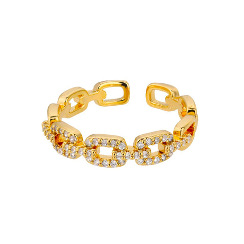 Classic Twist Chain Open Rings for Women - Zircon Stainless Steel Geometric Couple Ring