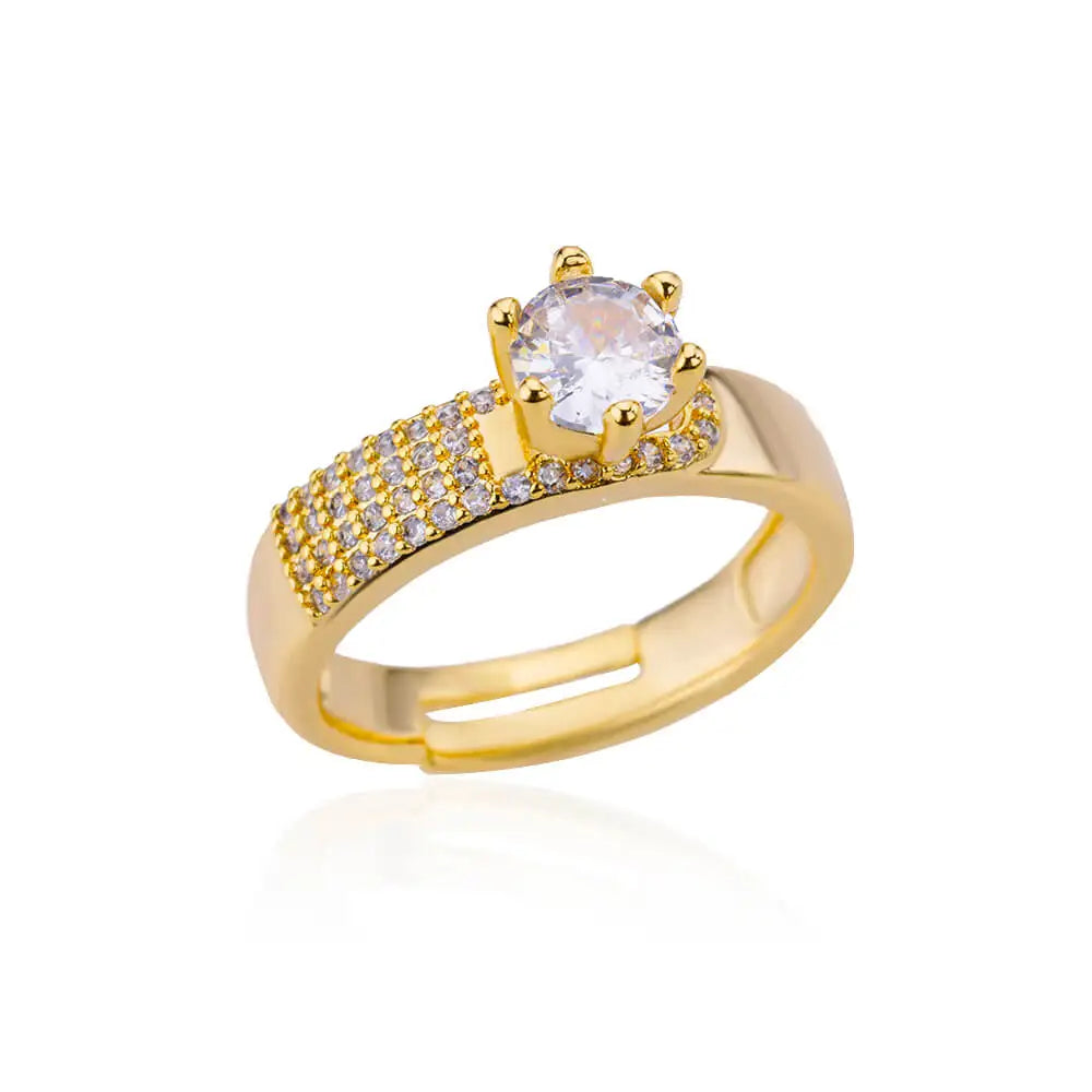 Stainless Steel Round Rings for Women - Geometric Gold Color Crystal Ring - Aesthetic Wedding Party Jewelry Gift