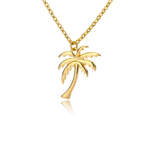 Coconut Palm Tree Necklace for Women – Dainty Stainless Steel Palm Necklace – Bohemian Jewelry for Summer Ocean Beach Accessories