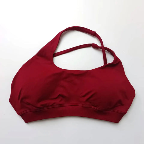 NCLAGEN Asymmetric Sports Bra Gym Top for Women - High Support Halter Backless Fitness Activewear