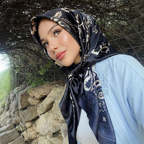 Elegant Satin Square Scarf for Women