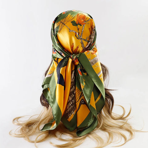 Elegant Satin Square Scarf for Women