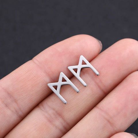 Skyrim Nordic Runes Letter Earring Amulet - Stainless Steel Stud Jewelry for Women and Girls