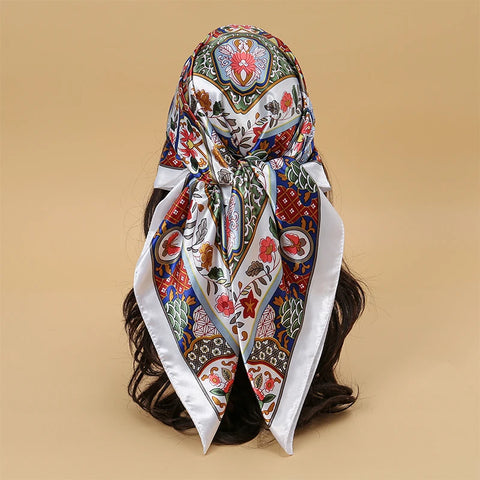 Elegant Satin Square Scarf for Women