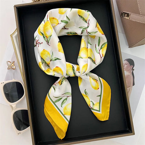 2025 Luxury Silk Skinny Scarf with Cat Print