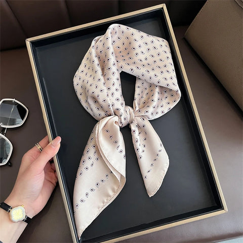 2025 Luxury Silk Skinny Scarf with Cat Print