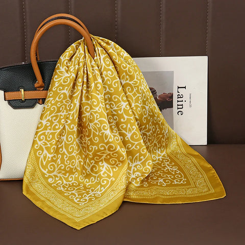Luxury Satin Silk Square Scarf for Women
