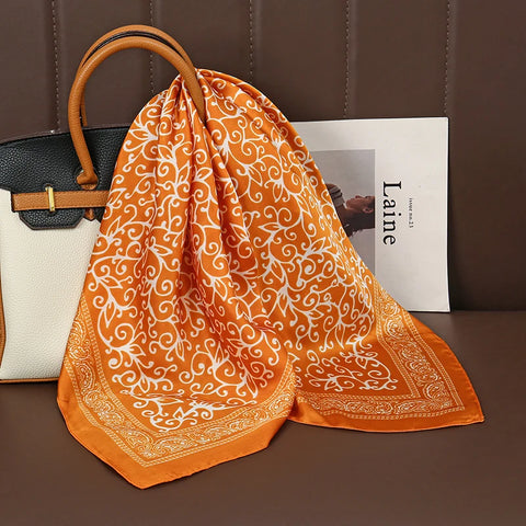Luxury Satin Silk Square Scarf for Women