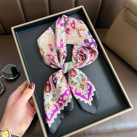 Luxury Horse Print Silk Neck Scarf for Women