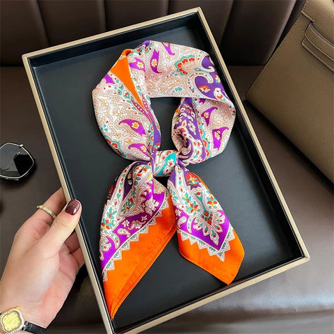 Luxury Horse Print Silk Neck Scarf for Women