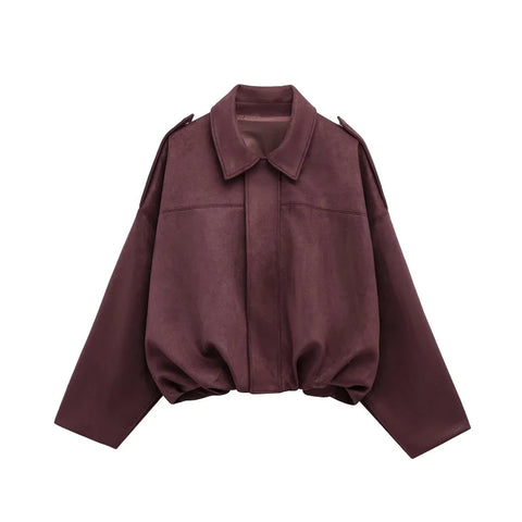 MUJER 2025 Suède Bomberjacks voor Dames - Oversized Streetwear Zip Jassen