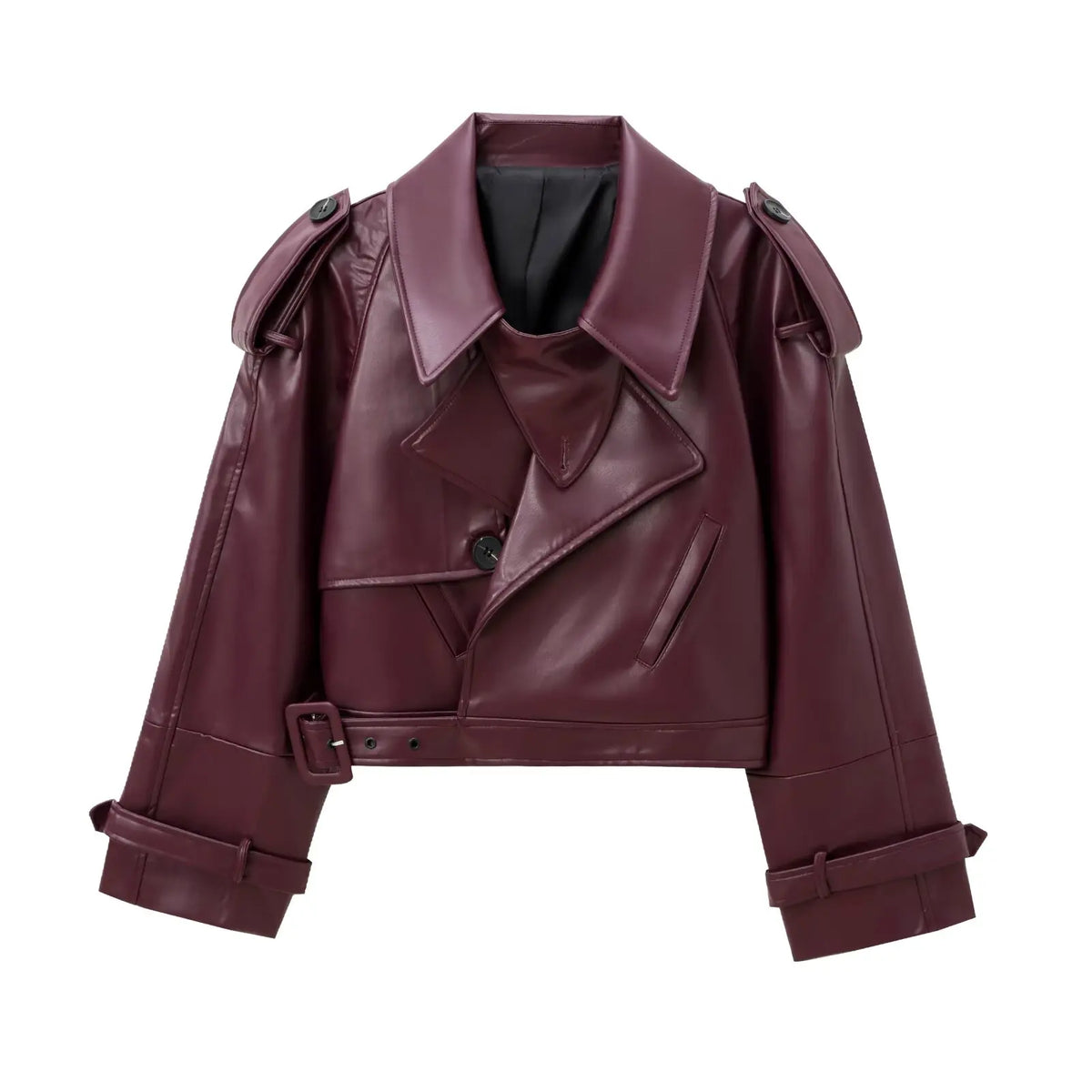 MUJER Bomberjack van imitatieleer voor dames - Stijlvol cropped jack voor streetwear
