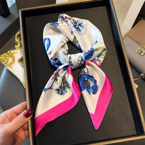 2025 Luxury Silk Skinny Scarf with Cat Print