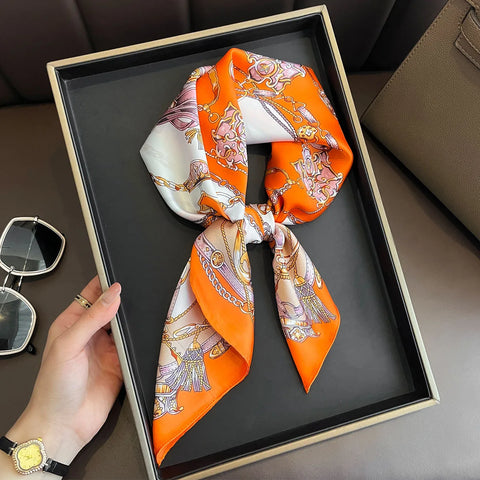 2025 New Fashion 70X70cm Printed Women's Pashmina Silk Scarf