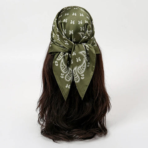 Fashion Print Silk Hairbands Scarf Women 2025 Spring New Elagant Floral Bandana Neck Kerchief Head Bands Foulard Female Scarfs